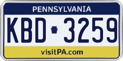 PA license plate KBD3259