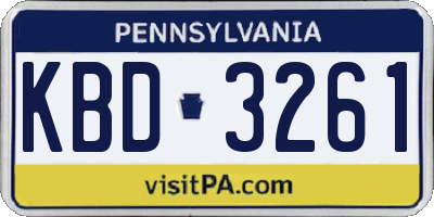 PA license plate KBD3261