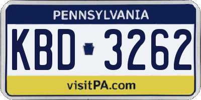 PA license plate KBD3262