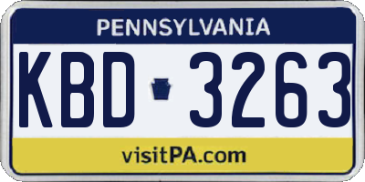 PA license plate KBD3263