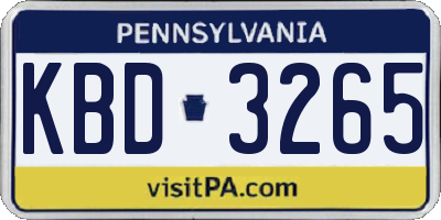 PA license plate KBD3265