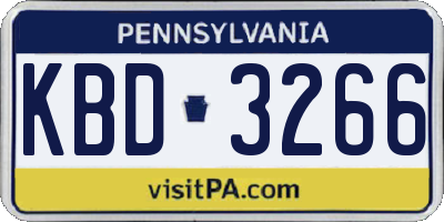 PA license plate KBD3266