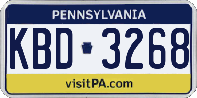 PA license plate KBD3268