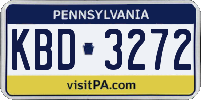 PA license plate KBD3272