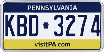 PA license plate KBD3274