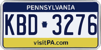 PA license plate KBD3276