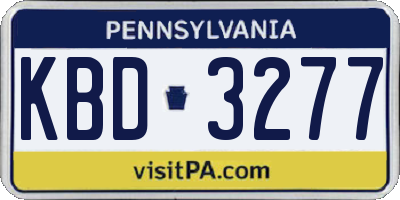PA license plate KBD3277