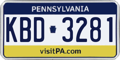PA license plate KBD3281