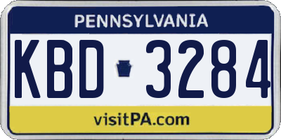 PA license plate KBD3284