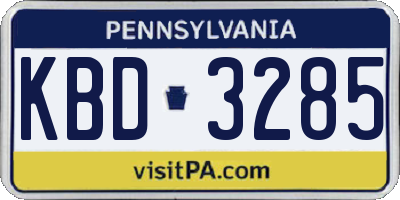 PA license plate KBD3285