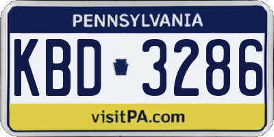 PA license plate KBD3286