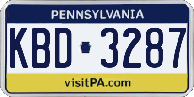 PA license plate KBD3287