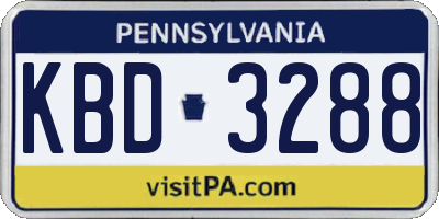 PA license plate KBD3288