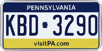 PA license plate KBD3290