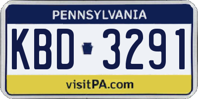 PA license plate KBD3291