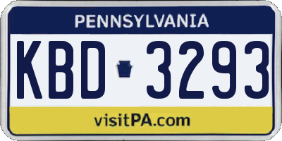 PA license plate KBD3293