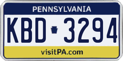 PA license plate KBD3294