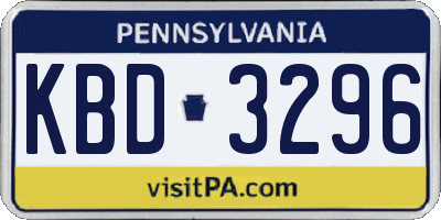PA license plate KBD3296
