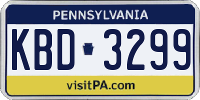 PA license plate KBD3299