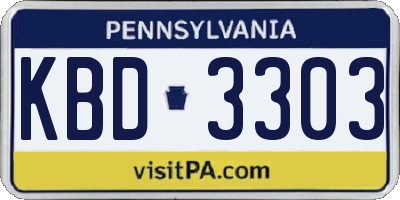 PA license plate KBD3303