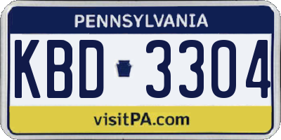 PA license plate KBD3304