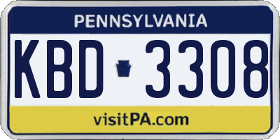 PA license plate KBD3308