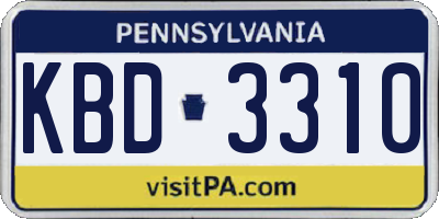 PA license plate KBD3310