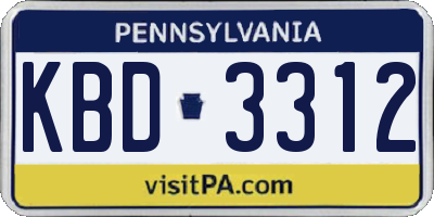 PA license plate KBD3312