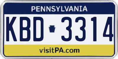 PA license plate KBD3314