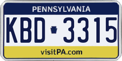 PA license plate KBD3315