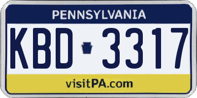 PA license plate KBD3317
