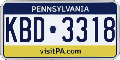 PA license plate KBD3318