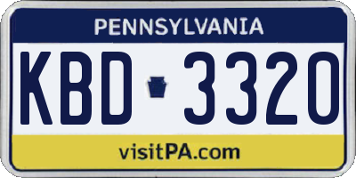PA license plate KBD3320