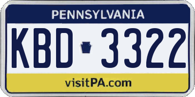 PA license plate KBD3322