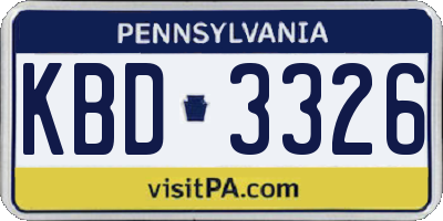 PA license plate KBD3326