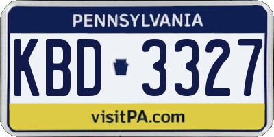 PA license plate KBD3327
