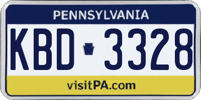 PA license plate KBD3328