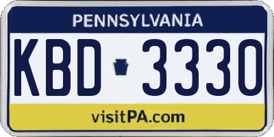 PA license plate KBD3330