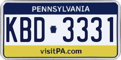 PA license plate KBD3331