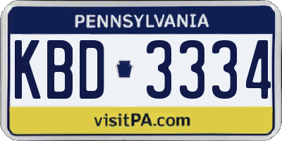 PA license plate KBD3334
