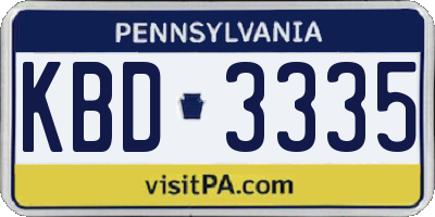 PA license plate KBD3335