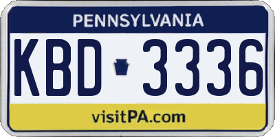 PA license plate KBD3336