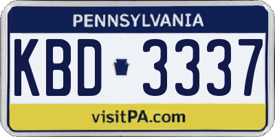 PA license plate KBD3337
