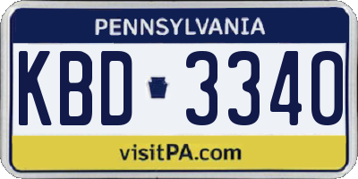 PA license plate KBD3340