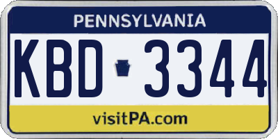 PA license plate KBD3344