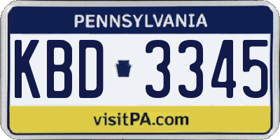 PA license plate KBD3345
