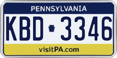 PA license plate KBD3346