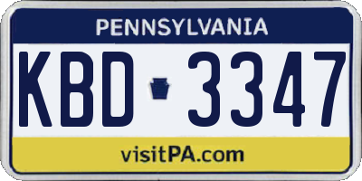 PA license plate KBD3347