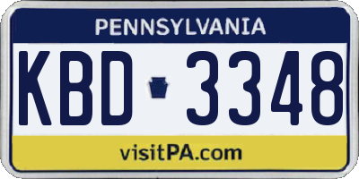 PA license plate KBD3348