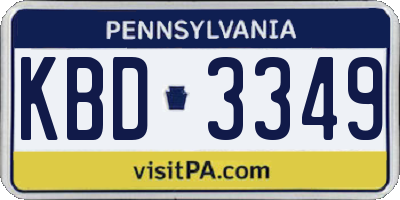 PA license plate KBD3349
